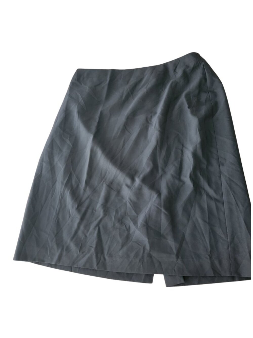 Black Midi Office/Suit Pencil Skirt w Side Elastic Inserts at Zip Closure Waist